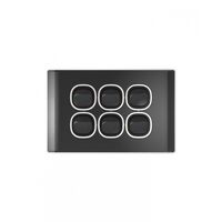 Snow Leopard - Switch Horizontalu00a06 Gang 16AX/20A 250V~, White Cover, White Grid  Black/Black x5 - SNSW6GBB