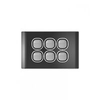 Snow Leopard - Switch Horizontalu00a06 Gang 16AX/20A 250V~, White Cover, White Grid  Black/Silver x5 - SNSW6GBS