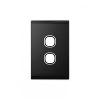 Snow Leopard - Switch Plate Vertical 2 Gang (Less Mech), White Cover, White Grid  Black/Black x10 - SNSWPV2GBB