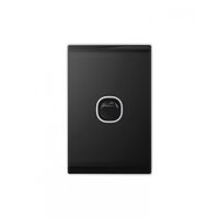 Snow Leopard -u00a0Switch Vertical 1 Gang 16AX/20A 250V~, White Cover, White Grid  Black/Black x10 - SNSWV1GBB