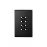 Snow Leopard - Switch Vertical 2 Gang 16AX/20A 250V~, White Cover, White Grid  Black/Black x10 - SNSWV2GBB