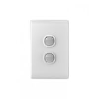 Snow Leopard - Switch Vertical 2 Gang 16AX/20A 250V~, White Cover, White Grid  White/Silver x10 - SNSWV2GWS