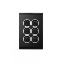 Snow Leopard -u00a0Switch Vertical 6 Gang 16AX/20A 250V~, White Cover, White Grid  Black/Black x5 - SNSWV6GBB