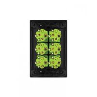 Snow Leopard -u00a0Switch Vertical 6 Gang 16AX/20A 250V~, White Cover, White Grid  Black/Black x5 - SNSWV6GBB