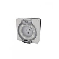 Buffalo -u00a0Socket IP66 10A 250V~ 2 Flat & 1 Round Pin, Less Enclosure  x1 - BUSO310LLE