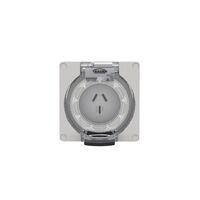 Buffalo -u00a0Socket IP66 20A 250V 3 Flat Pin Less Enclosure  x1 - BUSO320FLE
