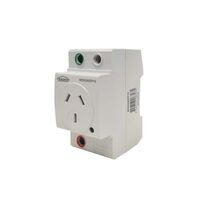 Wolverine - Socket DIN Rail Mounted Auto-Switched Double Pole 10A 250V 3 Flat Pin  x5 - WOSOAUDP10