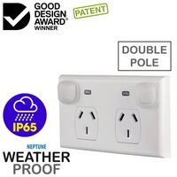 IP65 Double Pole Neon Indicated Double GPO