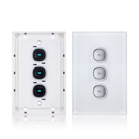 Glass Three Gang Switch With Built-In LED Push Button