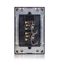 Glass Two Gang Switch With Built-In LED Push Button Black
