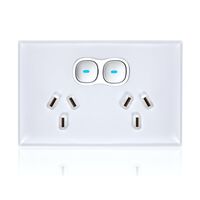 Glass Double GPO With Built-In LED Push Button Switch