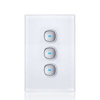 Glass Three Gang Switch With Built-In LED Push Button