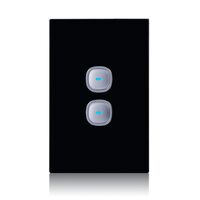 Glass Two Gang Switch With Built-In LED Push Button Black