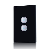 Glass Two Gang Switch With Built-In LED Push Button Black