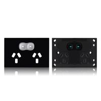 Glass Double GPO With Built-In LED Push Button Switch Black