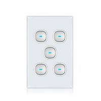 Glass Five Gang Switch With Built-In LED Push Button