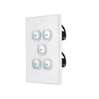 Glass Five Gang Switch With Built-In LED Push Button