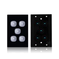 Glass Five Gang Switch With Built-In LED Push Button Black
