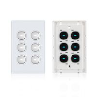 Glass Six Gang Switch With Built-In LED Push Button