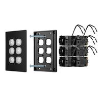 Glass Six Gang Switch With Built-In LED Push Button Black