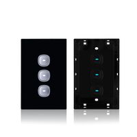 Glass Three Gang Switch With Built-In LED Push Button Black