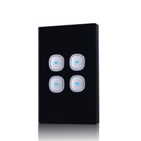 Glass Four Gang Switch With Built-In LED Push Button Black