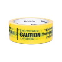 Adhesive Tape "Caution Temporary Construction Wiring" Yellow Width 38mm x Length 50m