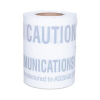 Underground Tape "Caution Communications Cable Below" White Width 150mm x Length 100m