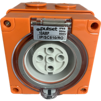 3 Phase 5 Round Pin Socket - 10Amp - RESISTIVE ORANGE - IP/SC510/RO