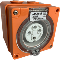 3 Phase 4 Round Pin Socket - 10Amp - RESISTIVE ORANGE - IP/SC410/RO