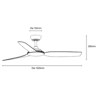 Viper DC 1320mm 3 Blade All ABS WIFI & Remote Control Ceiling Fan Only Matt White