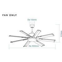Albatross Mini DC 1650mm 65 8 Blade Remote Control Ceiling Fan White