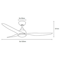 Avoca DC 1220mm 3 ABS Blade WIFI & Remote Control Ceiling Fan with Variable Dim 20w CCT LED Light Matt White