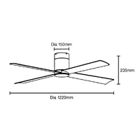 Carrara DC Close to Ceiling 4 ABS Blade 1220mm Hugger WIFI & Remote Control Ceiling Fan Matt White