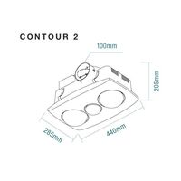 Contour 2  2 Heat 3 in 1 Bathroom Heater Exhaust Fan & 8w LED Light White