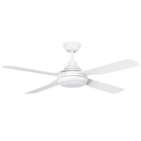 Discovery II 1220mm 4 Blade ABS Ceiling Fan with 15w Tricolour LED Light White