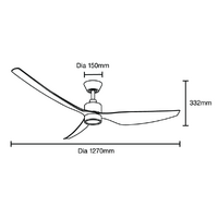 Genoa DC 1270mm 3 ABS Blade WIFI & Remote Control Ceiling Fan with Variable Dim 16w CCT LED Light  Matt Black