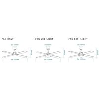 Link 1220mm 4 Blade Ceiling Fan & Light 2 x E27 White