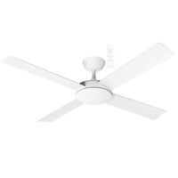 Quantum DC 1220mm All ABS 4 Fast Fix Blade Remote Control Ceiling Fan Only Matt White