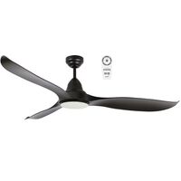 Wave 1520mm 3 ABS Blade DC Remote Control Ceiling Fan with 18w Tricolour LED Light Matt Black