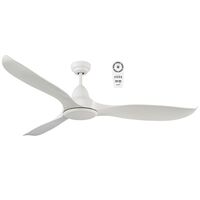 Wave 1520mm 3 ABS Blade DC Remote Control Ceiling Fan with 18w Tricolour LED Light White Satin