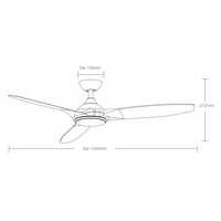 Newport DC 1420mm 3 ABS Blade WIFI & Remote Control Ceiling Fan with Variable Dim 18w CCT LED Light White/Oak