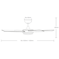 Quantum DC 1220mm All ABS 4 Fast Fix Blade Remote Control Ceiling Fan Only Matt White