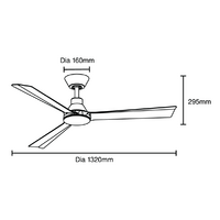 Riviera DC 1320mm 3 ABS Blade WIFI & Remote Control Ceiling Fan Only Matt Black
