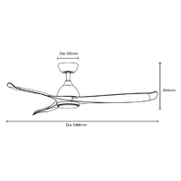 Scorpion DC 1320mm 3 ABS Blade WIFI & Remote Control Ceiling Fan with Variable Dim 20w CCT LED Light Matt Black