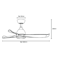 Scorpion DC 1320mm 3 ABS Blade WIFI & Remote Control Ceiling Fan Only Graphite/Carbon blades