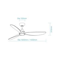 Seaforth DC 1320mm 3 ABS Blade WIFI & Remote Control Ceiling Fan Only Matt Black