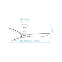 Seaforth DC 1420mm 3 ABS Blade WIFI & Remote Control Ceiling Fan with Variable Dim 15w CCT LED Light Matt Black