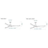 Wave 1320mm 3 ABS Blade DC Remote Control Ceiling Fan with 18w Tricolour LED Light White Satin