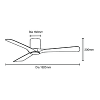 Fresno DC Close to Ceiling 3 ABS Blade 1320mm Hugger WIFI & Remote Control Ceiling Fan with Variable Dim 16w CCT LED Light Matt Black